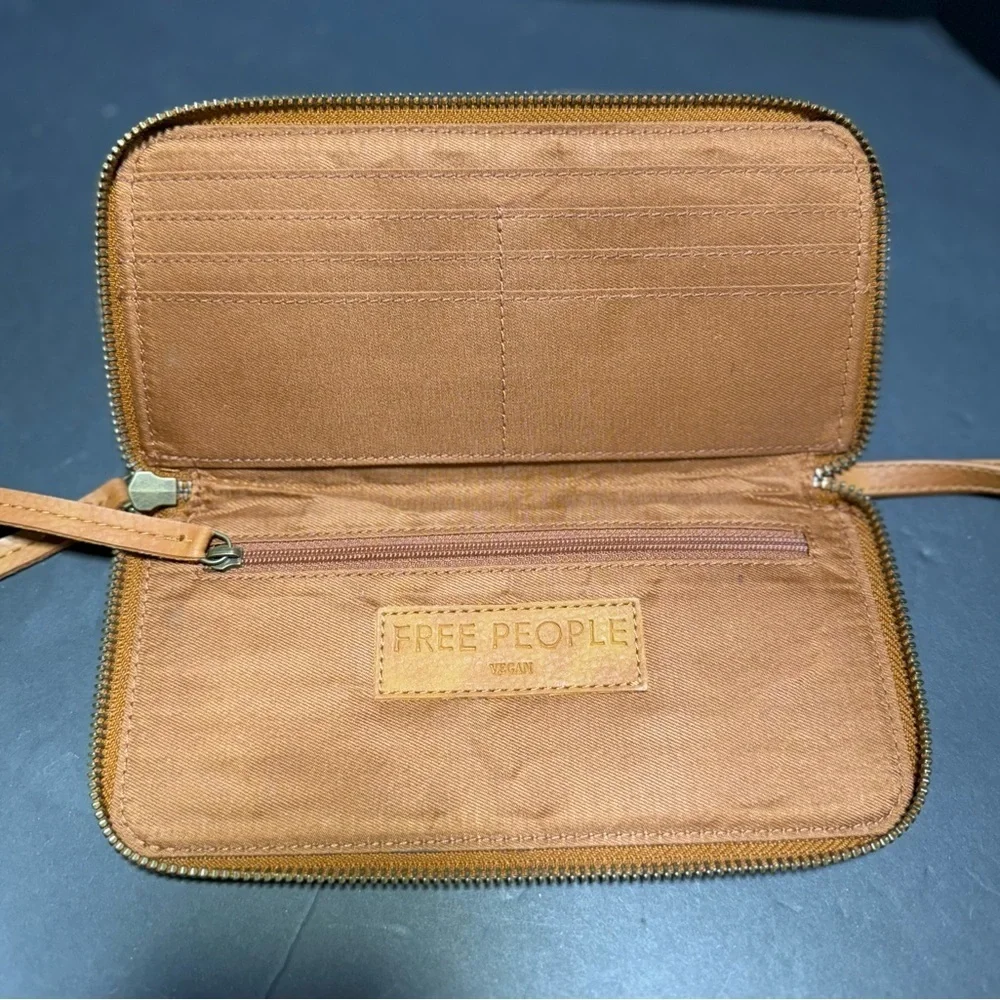 Free People Vegan Leather Wristlet Wallet Zip Around Tassel